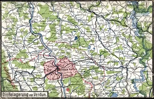Landkarten Ak Verdun Meuse, Belagerung von Verdun, Eton, Briey, Villers, Fontaines