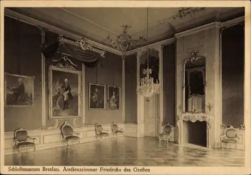 Ak Wrocław Breslau Schlesien, Schlossmuseum, Audienzzimmer Friedrichs des Großen