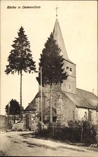 Ak Damvillers Lothringen Meuse, Blick auf die Kirche, Eingang