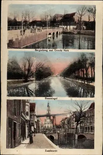 Ak Alkmaar Nordholland Niederlande, Bergerbrug, Groote Kerk, Baansingel, Zaadmarkt