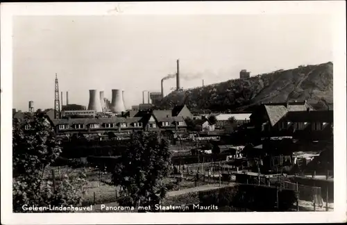 Ak Lindenheuvel Geleen Limburg Niederlande, Panorama met Staatsmijn Maurits