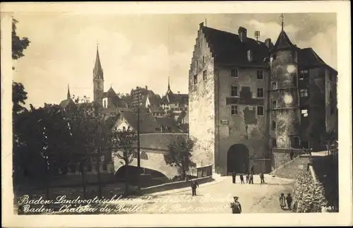 Ak Baden Kanton Aargau, Landvogteischloss, gedeckte Brücke