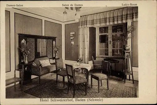 Ak Baden Kanton Aargau, Hotel Schweizerhof, Salon des Dames