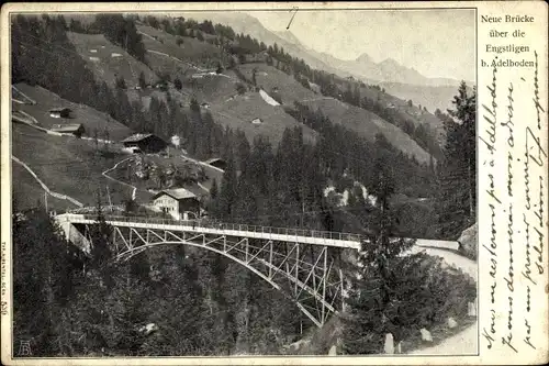 Ak Adelboden Kanton Bern Schweiz, Neue Brücke über den Enstligen, Landschaftspanorama