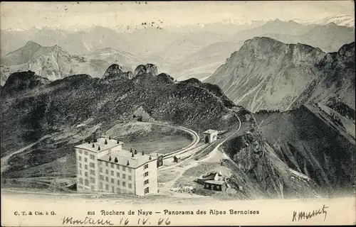 Ak Veytaux Kanton Waadt, Rochers de Naye, Panorama des Alpes Bernoises