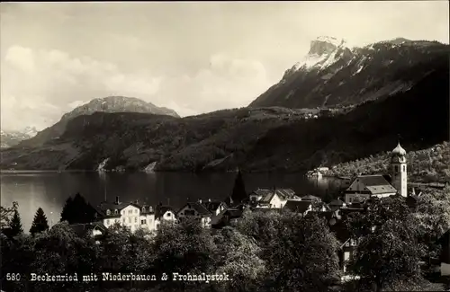 Ak Beckenried Kt. Nidwalden Schweiz, Panorama mit Niederbauen und Frohnalpstok