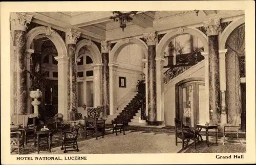 Ak Luzern Stadt Schweiz, Hotel National, Grand Hall