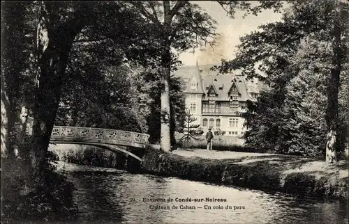 Ak Cahan Orne, Chateau de Cahan, Un coin du parc