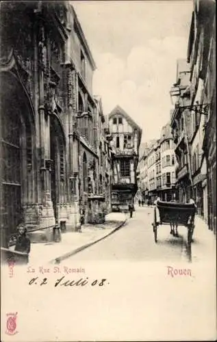 Ak Rouen Seine Maritime, La Rue St. Romain