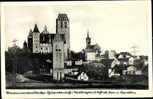 Ak Kwidzyn Marienwerder Westpreußen, Totalansicht mit Schloss und Dom