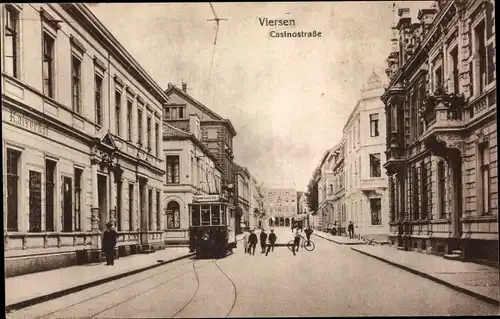 Ak Viersen in Nordrhein Westfalen, Casinostraße, Straßenbahn, Hotel Kaiserhof