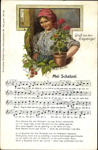 Lied Künstler Ak Schneider, Rud., Mei Schatzel, Wilhelm Vogel, Erzgebirge