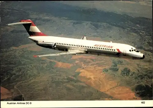 Ak Austrian Airlines DC 9, Österreichisches Passagierflugzeug