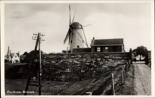 Ak Zierikzee Zeeland, Bolwerk, Molen