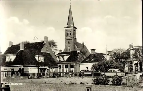 Ak Tjerkwerd Súdwest Fryslân Friesland Niederlande, Ortsansicht, Kirche