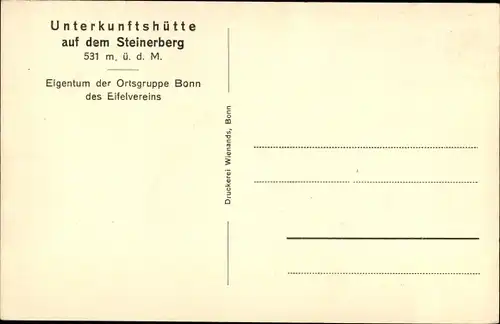 Ak Kesseling Ahrbergland Rheinland Pfalz, Steinerberg mit Steinerberghütte