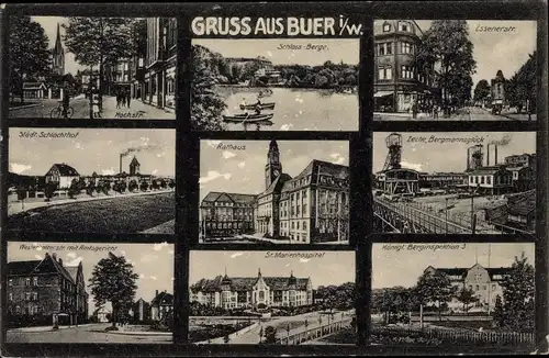 Ak Buer Gelsenkirchen im Ruhrgebiet, Schlachthof, Berginspektion 3, Zeche Bergmannsglück