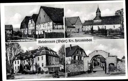 Ak Meinbrexen Lauenförde im Weserbergland Niedersachsen, Kirche, Torbogen, Geschäftshaus