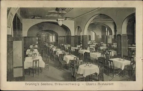 Ak Braunschweig in Niedersachsen, Brünings Saalbau, Oberes Restaurant