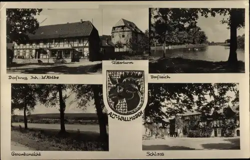 Ak Alt Wallmoden in Niedersachsen, Schloss, Ritterturm, Panorama, Dorfkrug