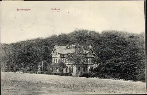 Ak Schöningen in Niedersachsen, Blick vom Feld auf das Elmhaus