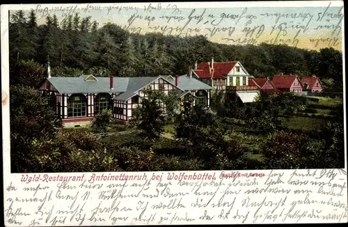 Ak Wolfenbüttel in Niedersachsen, Wald Restaurant Antoinettenruh, Außenansicht