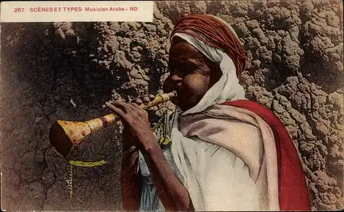 Ak Scenes et Types, Musicien Arabe, Araber mit Trompete, Maghreb