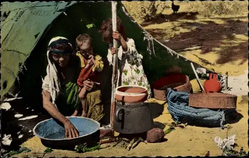 Ak Scenes et Types, la preparation du couscous, Maghreb
