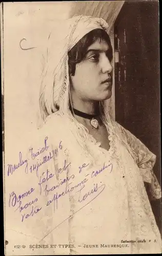 Ak Scenes et Types, Jeune Mauresque, Araberin, Maghreb, Portrait