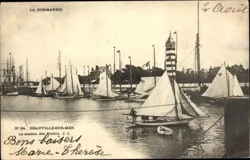 Ak Deauville sur Mer Calvados, La station des Yachts