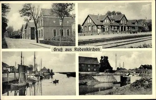 Ak Rodenkirchen in Oldenburg Stadland, Bahnhof, Gleisseite, Ortsansichten