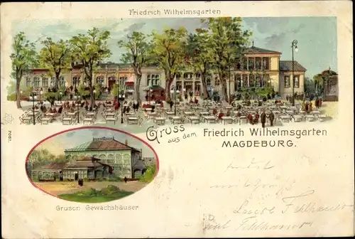 Litho Magdeburg in Sachsen Anhalt, Friedrich Wilhelmsgarten, Gruson Gewächshäuser