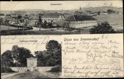 Ak Sommersdorf Sachsen Anhalt, Gneisenau Denkmal, Totalansicht