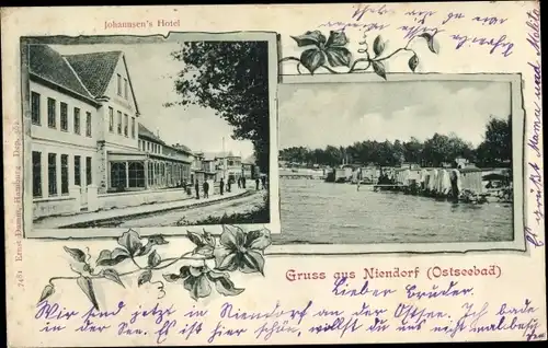 Ak Niendorf Timmendorfer Strand Ostholstein, Johannsen's Hotel, Badewagen am Strand