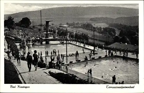 Ak Bad Kissingen Unterfranken Bayern, Terrassenschwimmbad