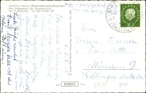 Ak Lichtenberg in Oberfranken, Gasthof Blechschmiedenhammer, Höllental