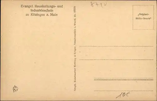 Ak Kitzingen in Mainfranken Bayern, Ev. Haushaltungs- und Industrieschule