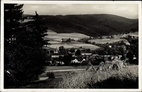 Ak Erlbach Vogtland, Blick auf den Ort mit Landschaft