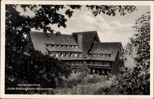 Ak Hartenstein im Erzgebirge Sachsen, FDGB Erholungsheim, Rückansicht