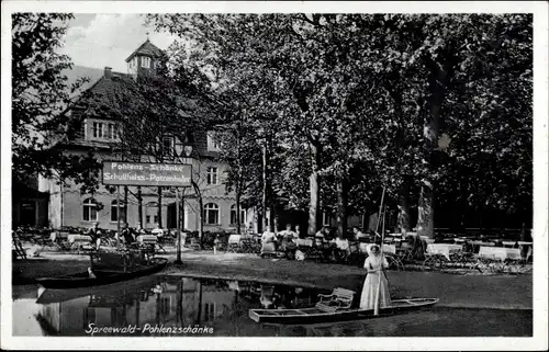 Ak Lübbenau Spreewald, Blick auf die Pohlenzschänke, Biergarten