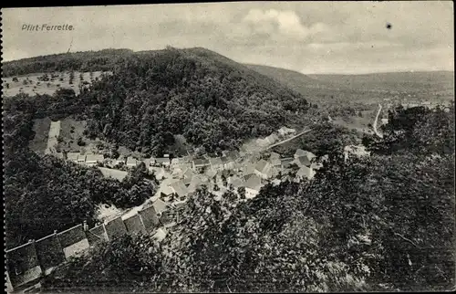 Ak Ferrette Pfirt Elsass Haut Rhin, Panorama vom Ort