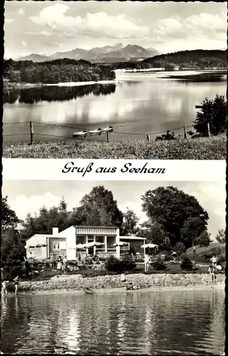 Ak Seeham in Salzburg, Camping Haus am Seehamer See, Panorama