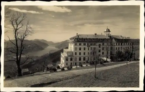 Ak Cademario Lugano Kanton Tessin, Kurhaus, Blick auf den Luganersee