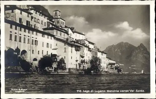 Ak Gandria Lago di Lugano Tessin Schweiz, Uferpartie gegen Val Solda