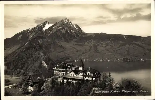 Ak Obbürgen Stansstad Kanton Nidwalden, Hotel Kurhaus Fürigen gegen Pilatus