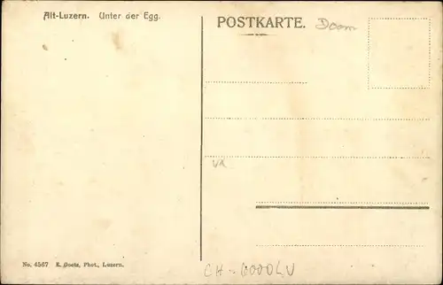 Ak Luzern Stadt Schweiz, Unter der Egg