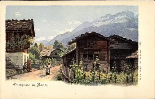 Künstler Litho Brienz Kanton Bern, Dorfgasse