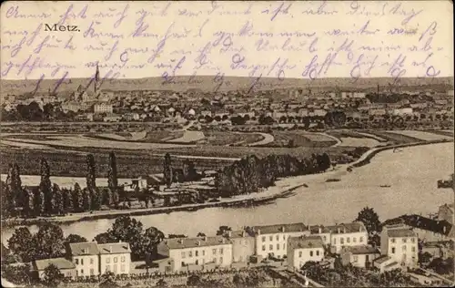 Ak Metz Moselle, Panorama, Blick über die Mosel