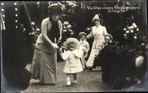 Ak Die Söhne des Kronprinzenpaares von Preußen im Tiergarten