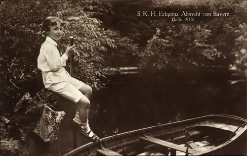 Ak Erbprinz Albrecht von Bayern, Ruderboot, Lille 1915